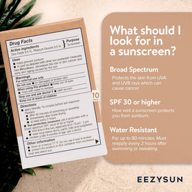 EEZYSUN open snap packet with lotion ready to squeeze for easy use