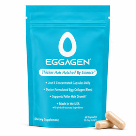 Eggagen front packaging showing branding and benefits for fuller hair