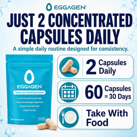 Stay-fresh glass container storing Eggagen capsules for protection