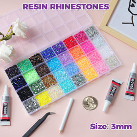 EGKamh open 32-grid organizer with separated multicolor rhinestones for tidy storage