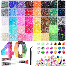 EGKamh overhead grid view of multicolor rhinestones arranged