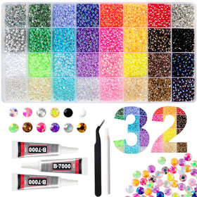 EGKamh organizer box filled with 32 color compartments and 45000 rhinestones for quick selection
