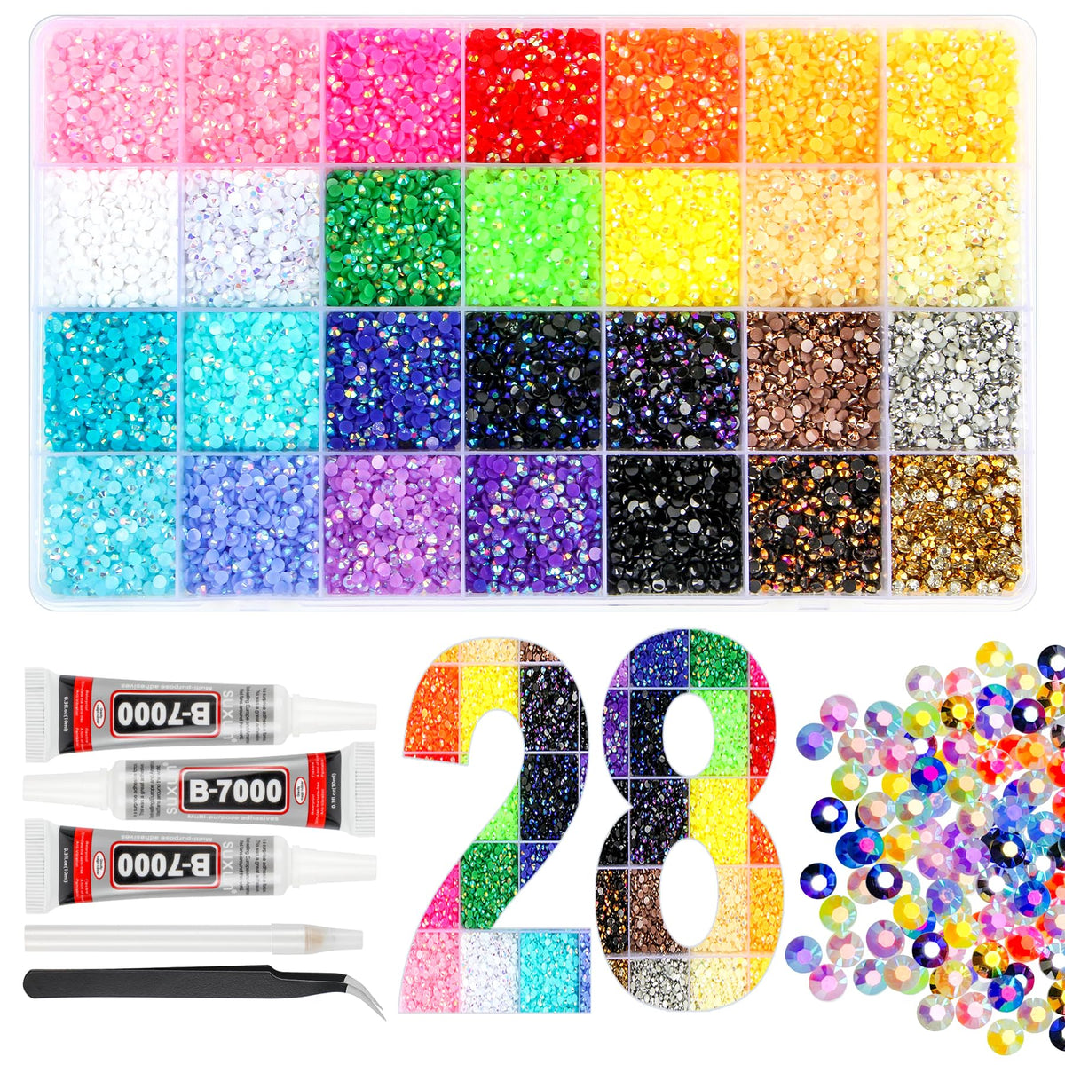 EGKamh front packaging showing complete rhinestone kit and tools