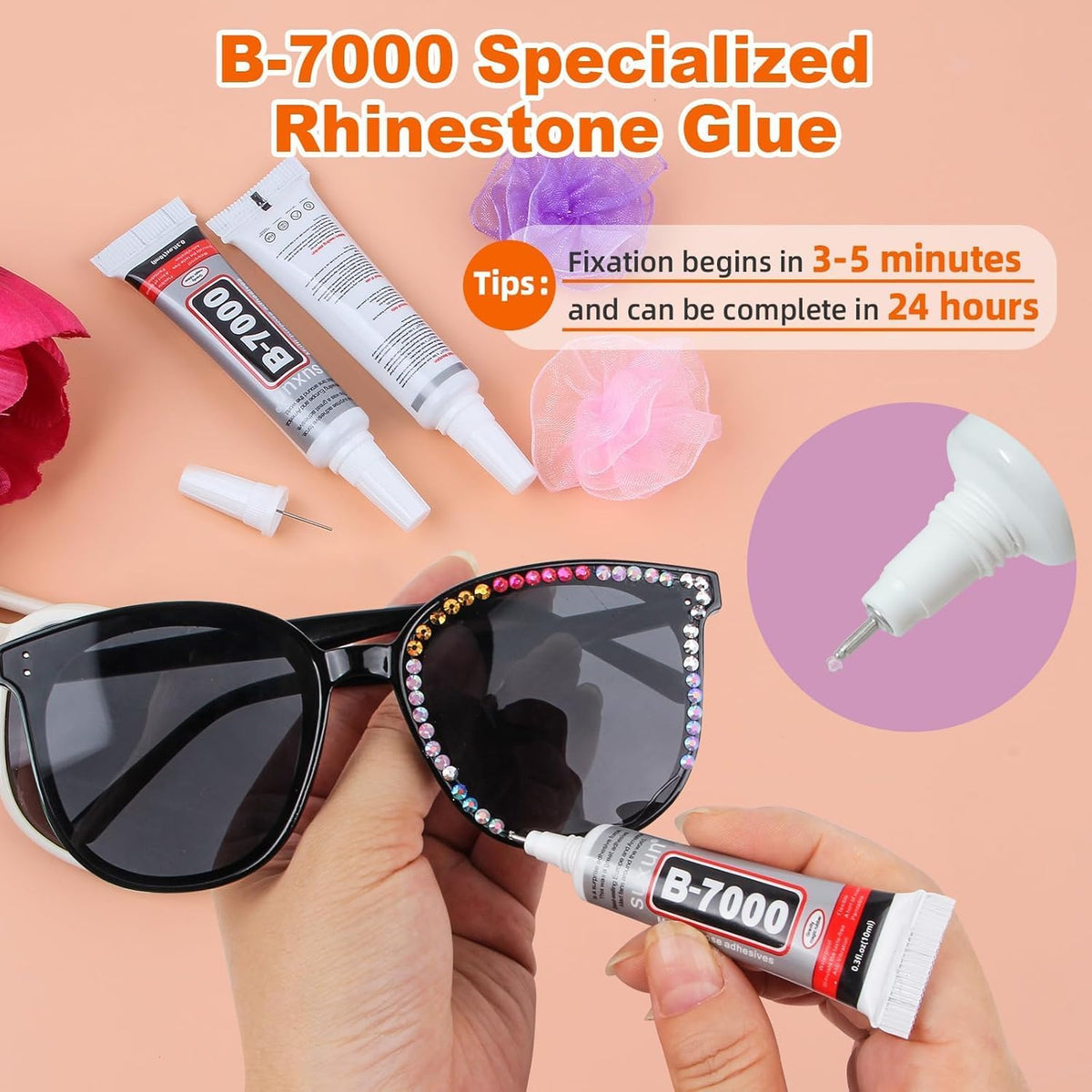 EGKamh three B7000 glue tubes with tweezer and pickup pen for precise bonding