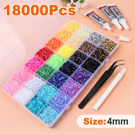 EGKamh open 28-grid organizer with neatly sorted colored resin rhinestones