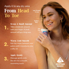 Egyptian Magic applied to hand demonstrating quick hydration and protection