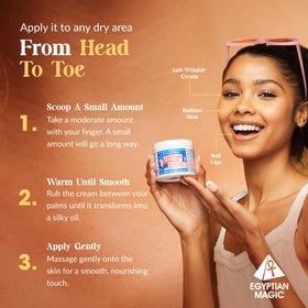 Egyptian Magic used on face for deep moisture and gentle conditioning