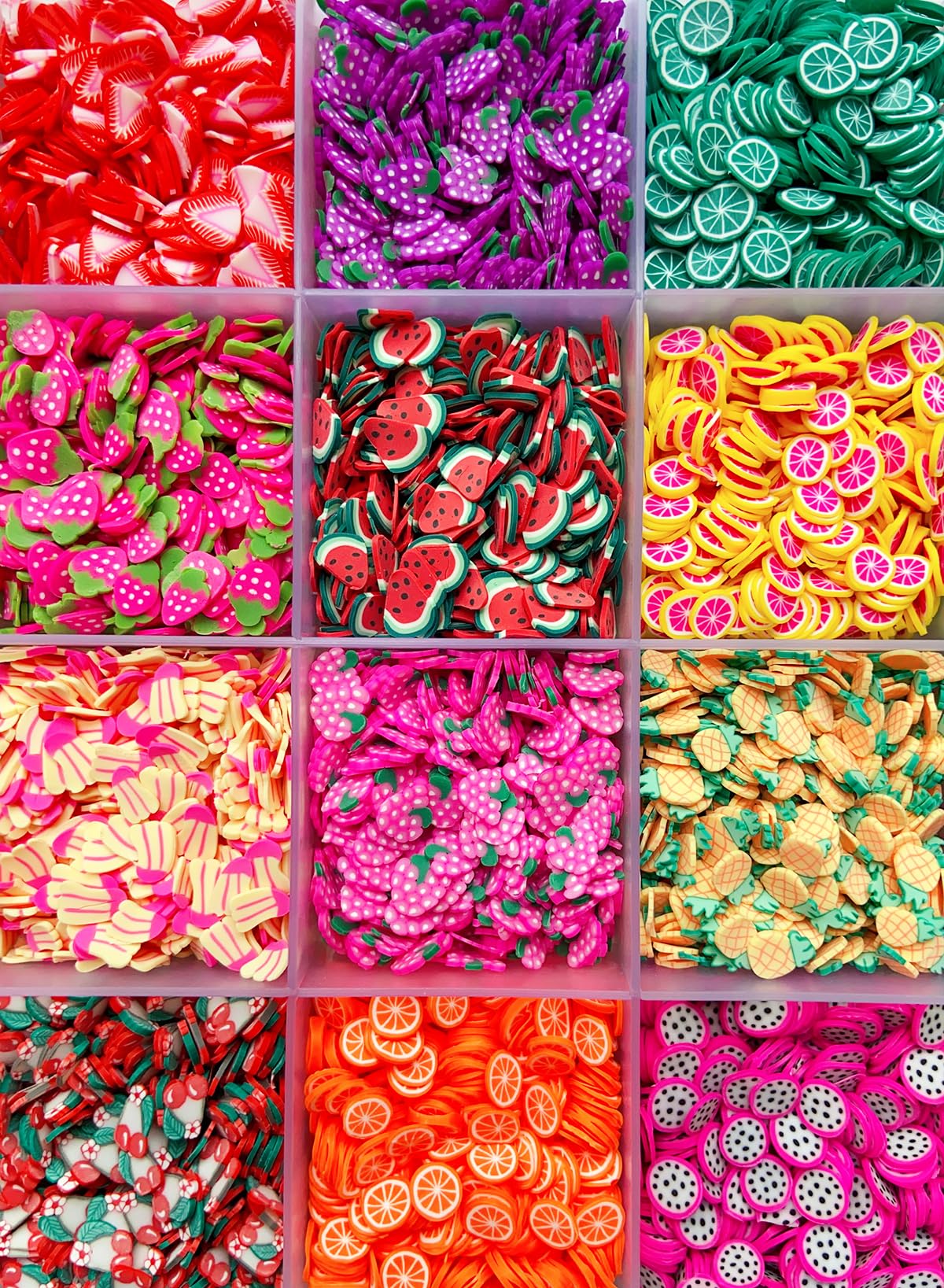 EHOPE close-up of polymer fruit slices showing bright colors and soft texture