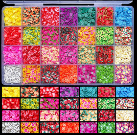 EHOPE clear box front view showing organized 28-grid fruit slices and convenience