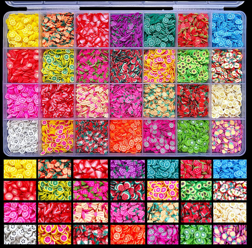 EHOPE clear box front view showing organized 28-grid fruit slices and convenience