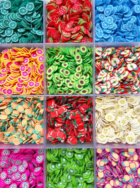 EHOPE side view of separated grids displaying 28 different fruit slice styles