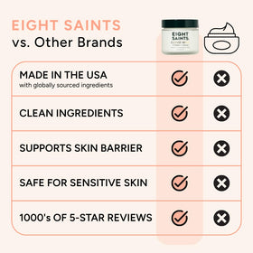 Eight Saints Cloud Whip label detail showing ingredients like Vitamin C and B5 and clear ingredient benefit