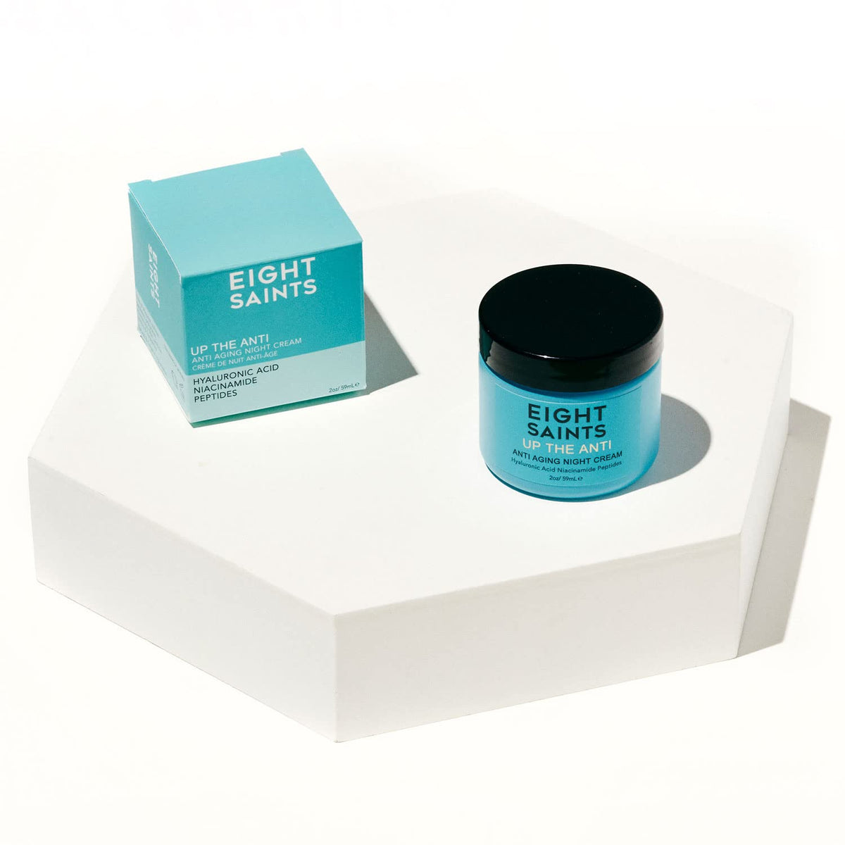 Eight Saints cream texture close-up highlighting rich hydration for plumper skin