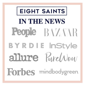 Eight Saints on bathroom shelf lifestyle shot for routine-ready skincare