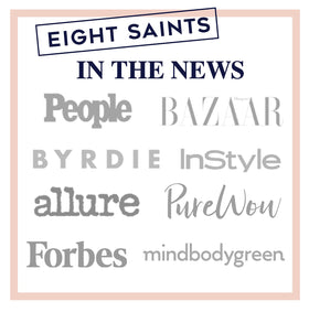 Eight Saints on bathroom vanity in lifestyle setting for daily use