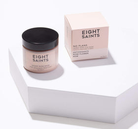 Eight Saints clay mask texture close-up highlighting smooth kaolin paste benefit: shows application consistency