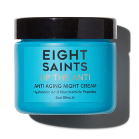 Eight Saints night cream front packaging showing jar for easy identification and benefit