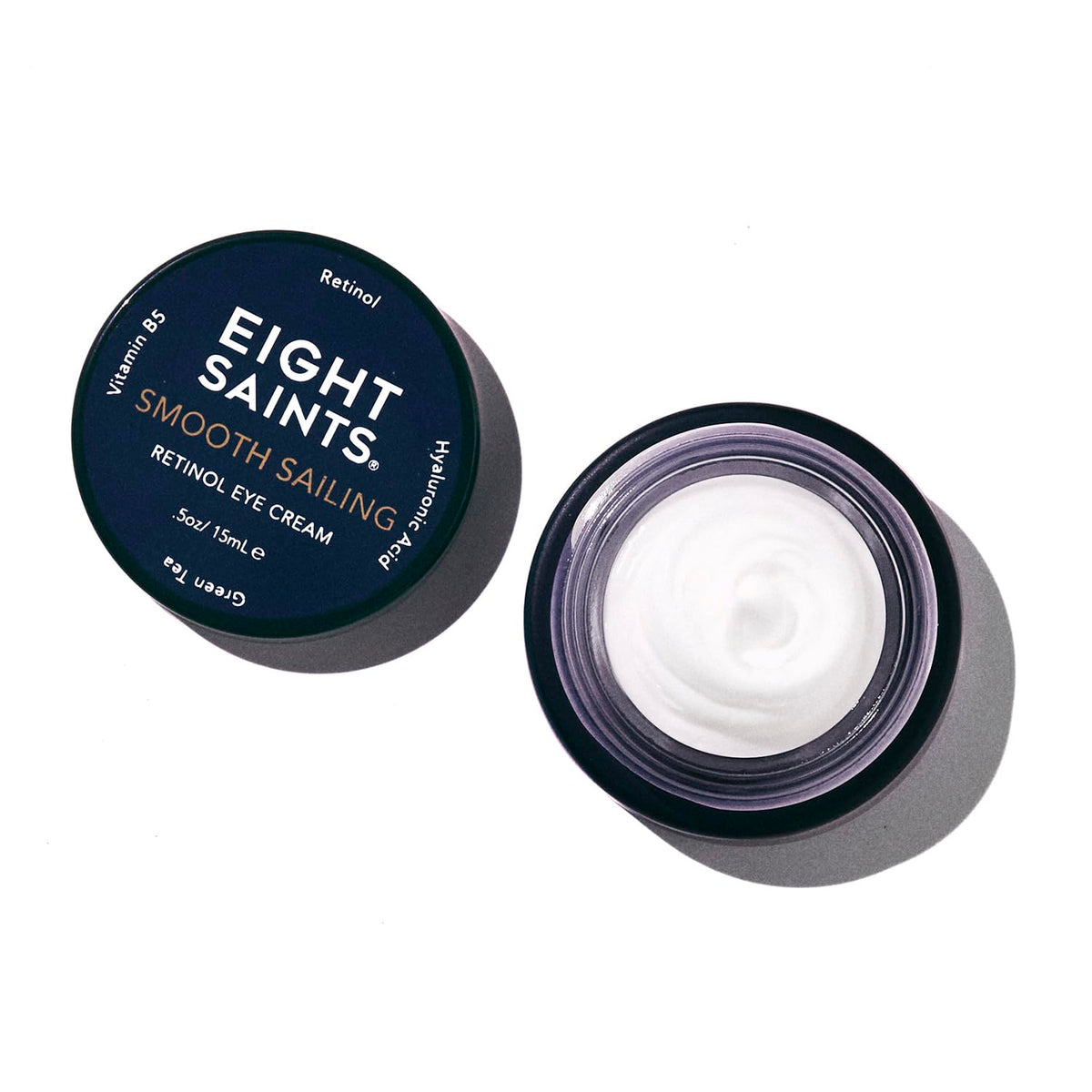 Eight Saints front packaging showing product and clear benefit of smoothing lines