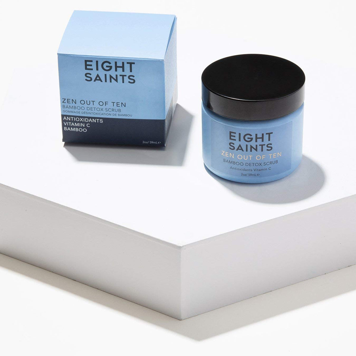Eight Saints close-up of scrub texture with bamboo fibers for effective exfoliation