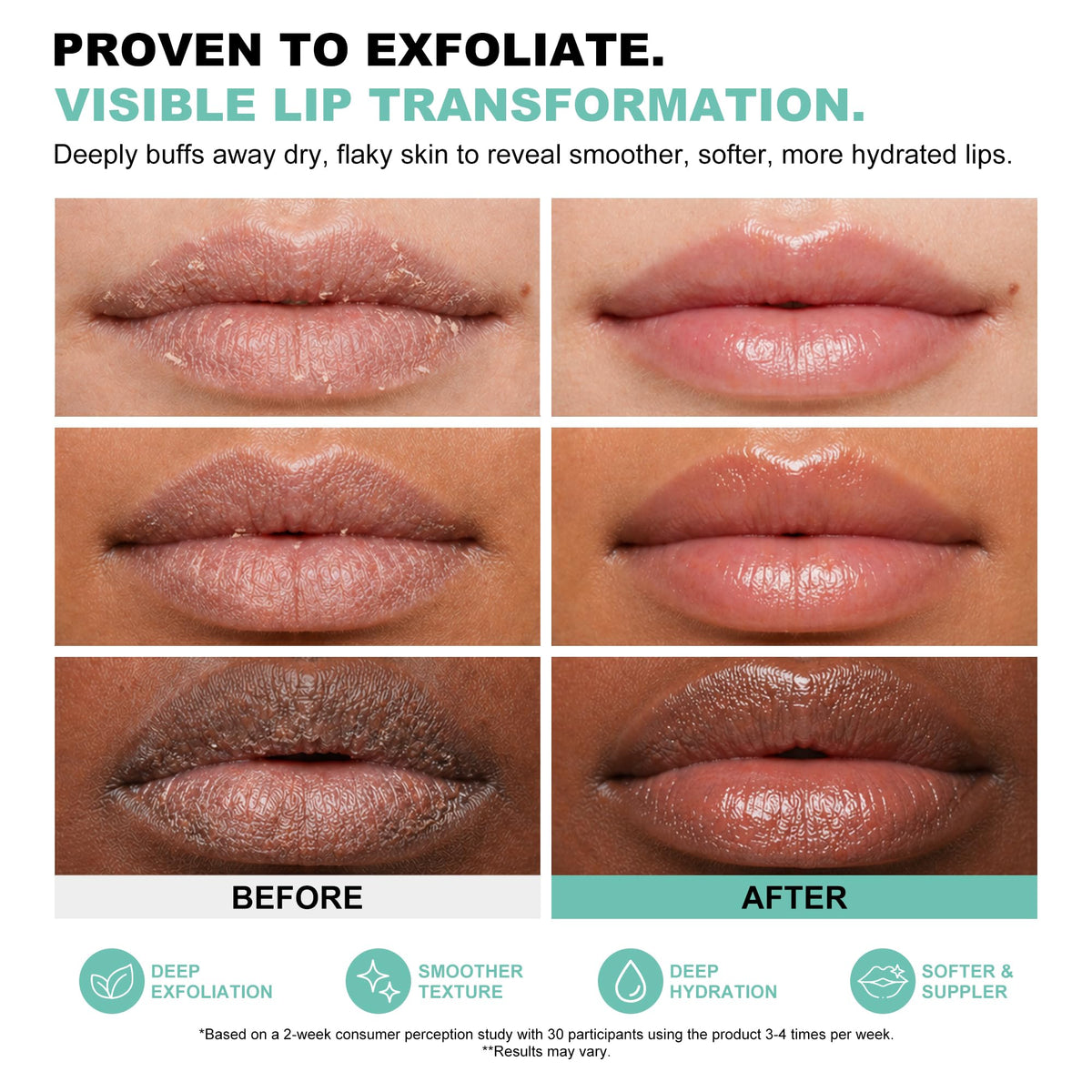EJW hand applying scrub to lips demonstrating gentle exfoliation