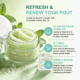 EJW close-up of sugar texture and mint crystals for effective exfoliation