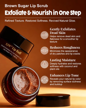 EJW lip scrub on finger ready for application to soften flaky lips
