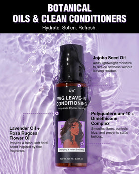 EJW conditioner on synthetic fiber close-up showing smooth, frizz-free texture