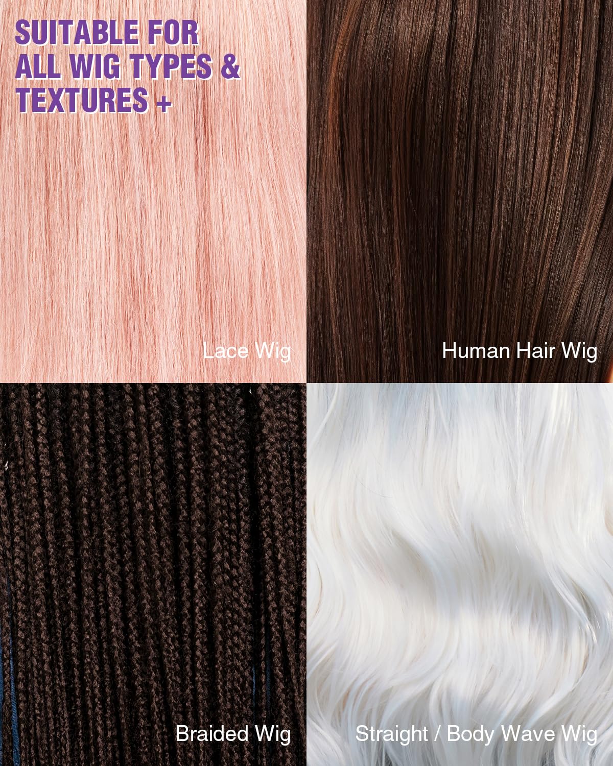 EJW hands spraying wig demonstrating gentle detangling benefit
