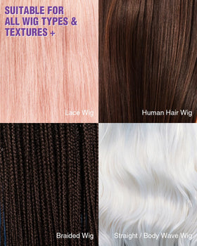 EJW hands spraying wig demonstrating gentle detangling benefit