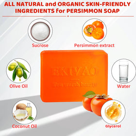 EKIVAO persimmon soap bar close-up texture demonstrating gentle cleansing