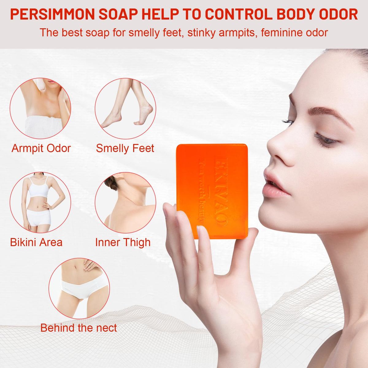 EKIVAO persimmon soap foaming net included for rich lather and convenience