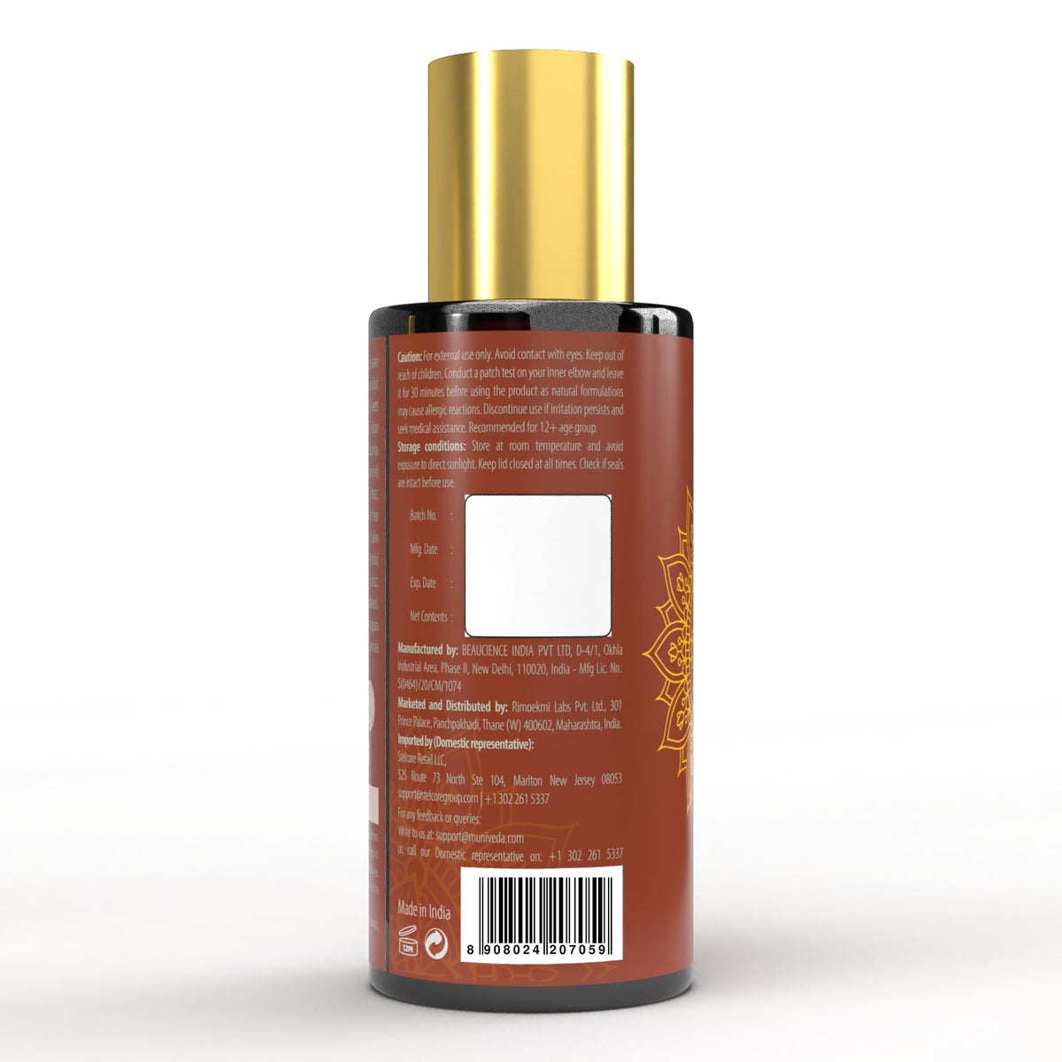 EKMIVEDA bottle next to shampoo illustrating pre-wash routine