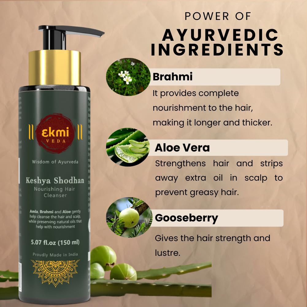 EKMIVEDA shampoo applied to hair demonstrating easy scalp massage