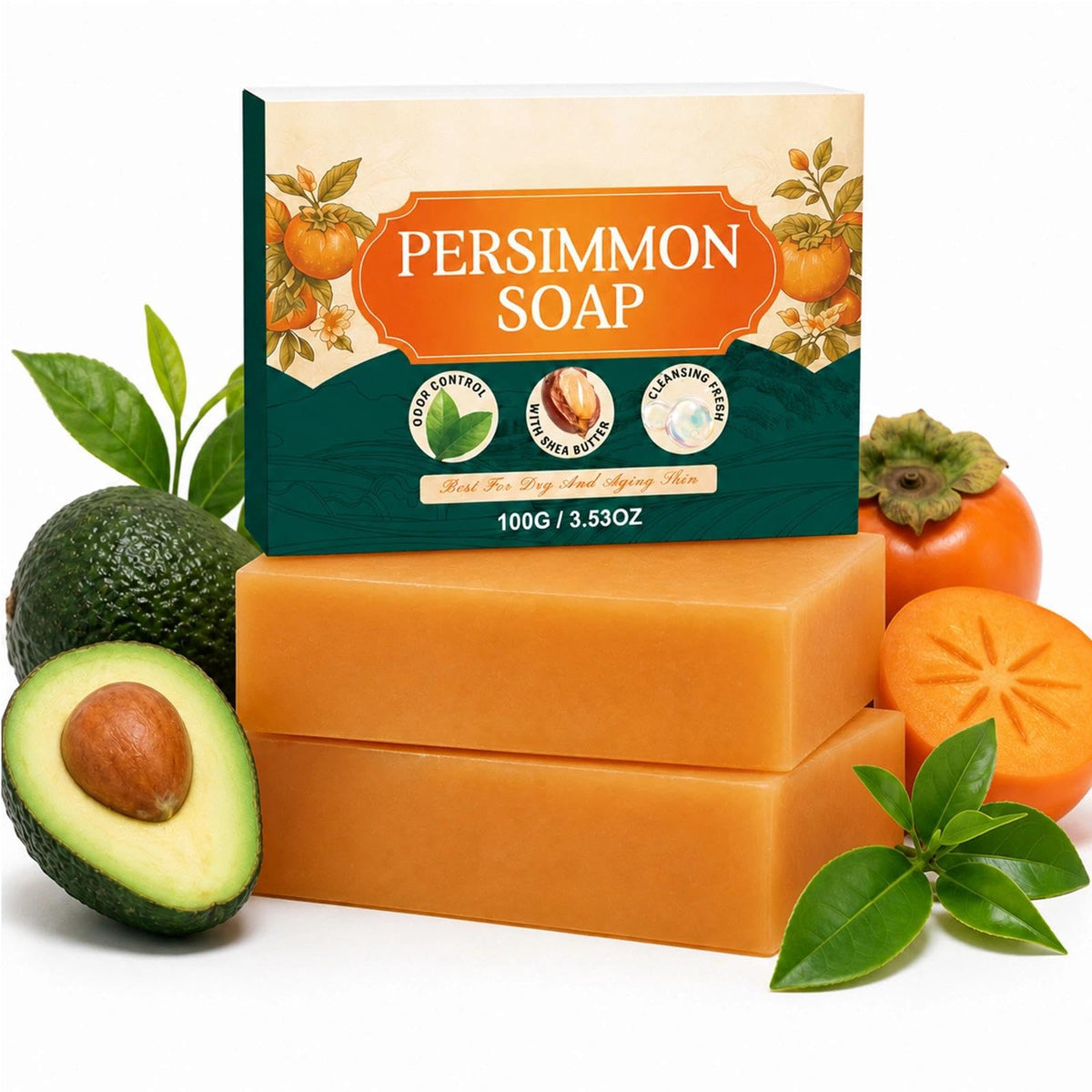 ekxzvg front packaging showing persimmon soap and benefits