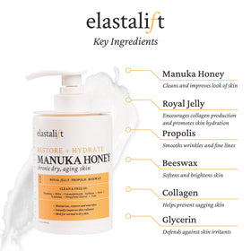 Elastalift cream texture close-up revealing rich, non-greasy balm consistency