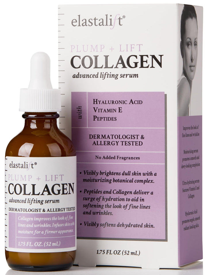 Elastalift front bottle on white background showing clean packaging and benefit of firming