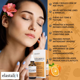 Elastalift ingredient display with vitamin C and acids for brightening