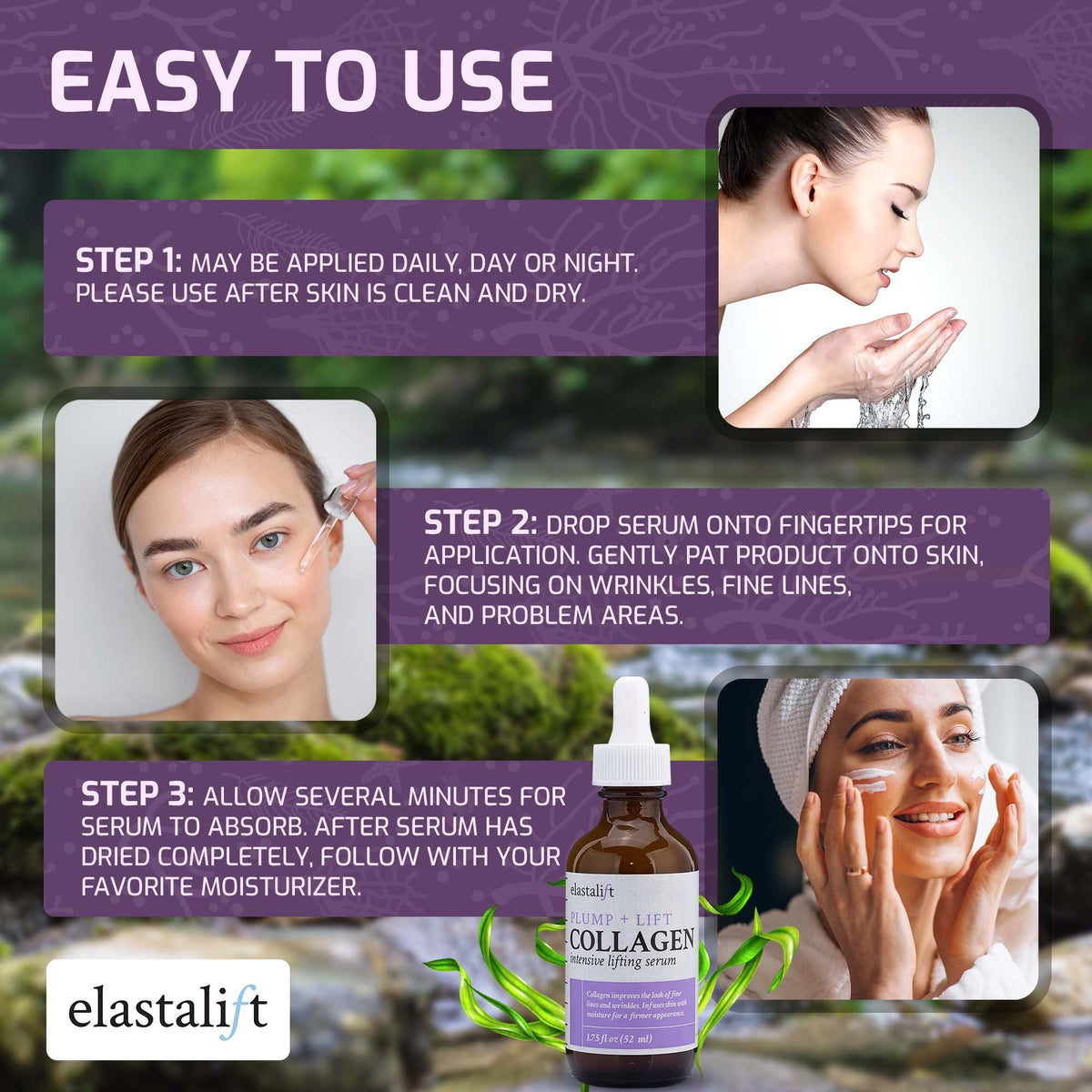Algae and soy extracts with Elastalift branding illustrating natural ingredient brightening benefit