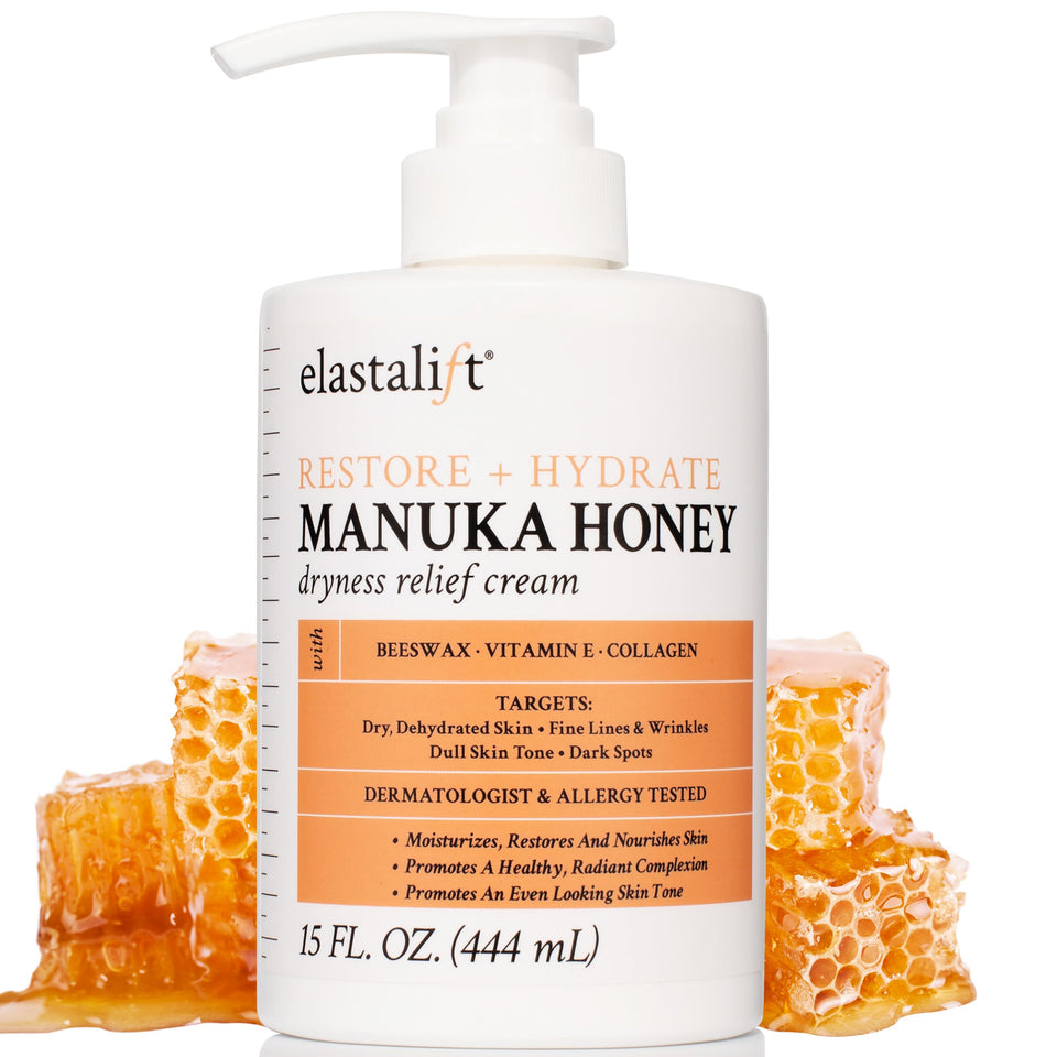 Elastalift jar front label showing product name and size, clear branding and benefit