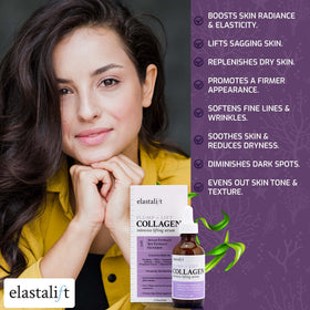 Elastalift serum texture in a drop showing lightweight, non-greasy absorption benefit