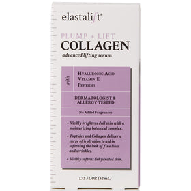 Elastalift bottle next to 1.75 fl oz measure showing true product size and travel-friendly benefit