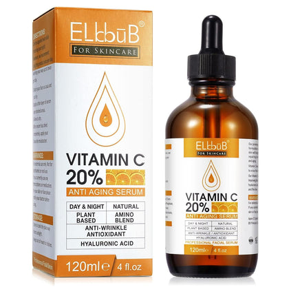 ELBBUB front bottle view showing sleek packaging and clear serum benefits