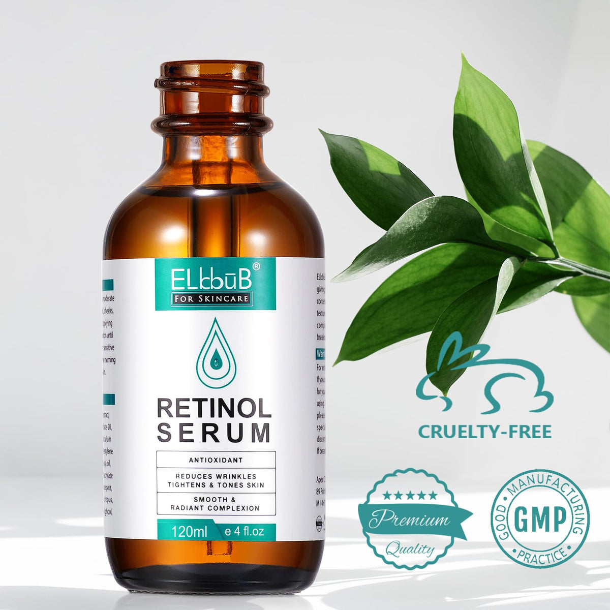 ELBBUB ingredient panel close-up emphasizing hyaluronic acid and vitamin E benefits
