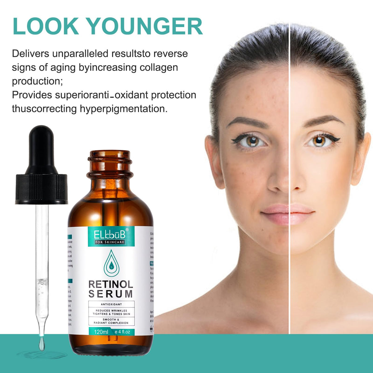 ELBBUB serum on bathroom counter in routine setting showing easy nightly use benefit