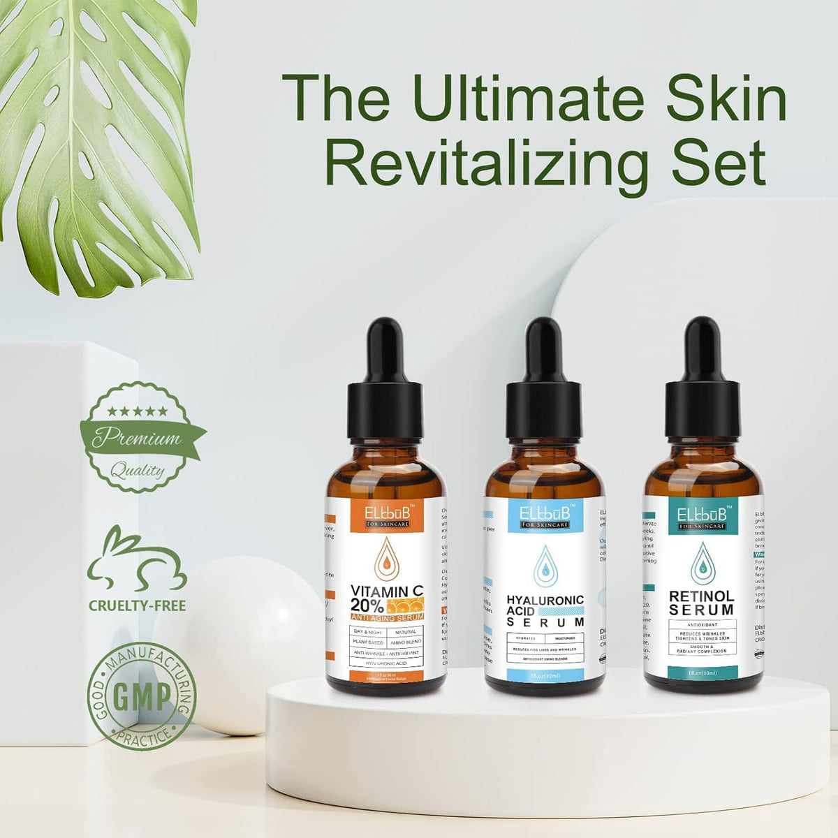ELBBUB Vitamin C serum pump close-up for brightening support