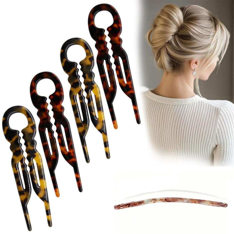 Elefutura front view showing four curved hair pins for secure elegant styling