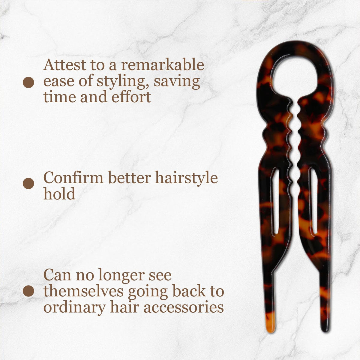 Elefutura pin securing a bun in hair, showing reliable anti-slip hold