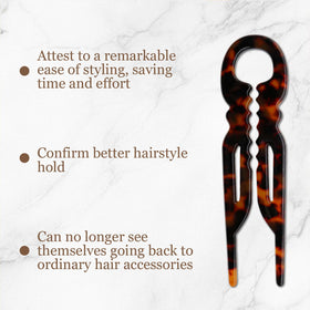 Elefutura pin securing a bun in hair, showing reliable anti-slip hold