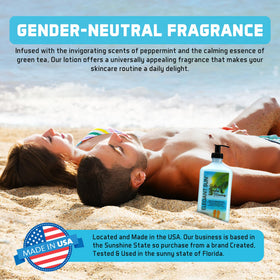 Elegant Sun lifestyle at beach illustrating refreshed, post-sun comfort benefit