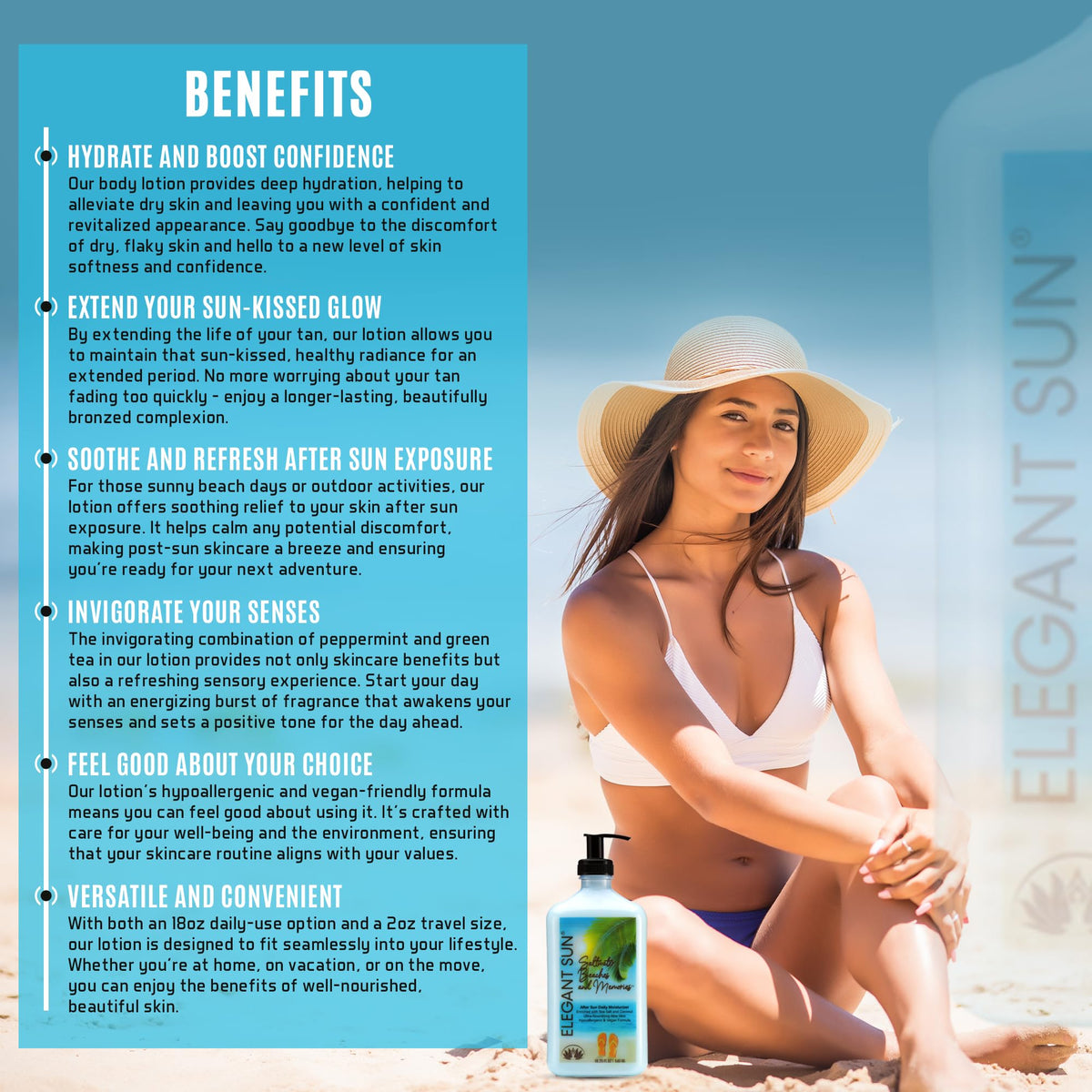 Elegant Sun pump dispenser detail for easy, mess-free application benefit